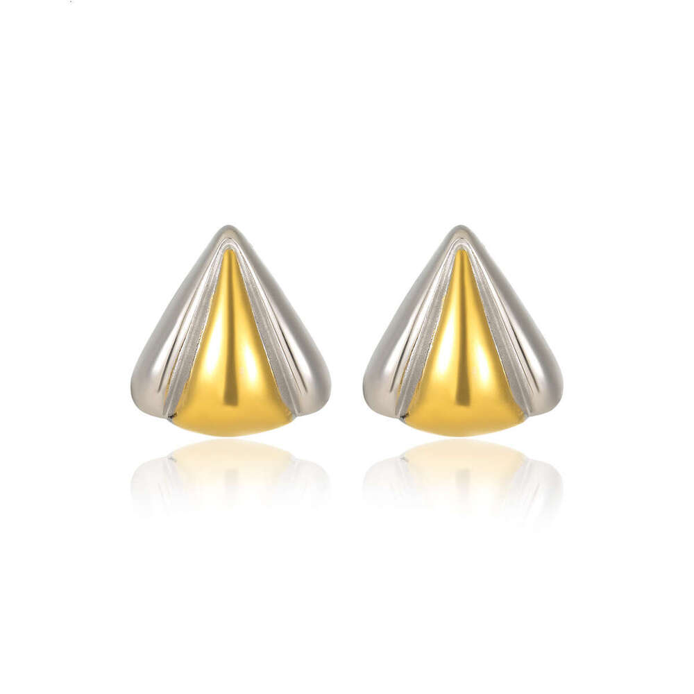 Stainless Autumn Winter Light High-end Feel Triangle Electroplated Fashion Titanium Steel Stud Earrings