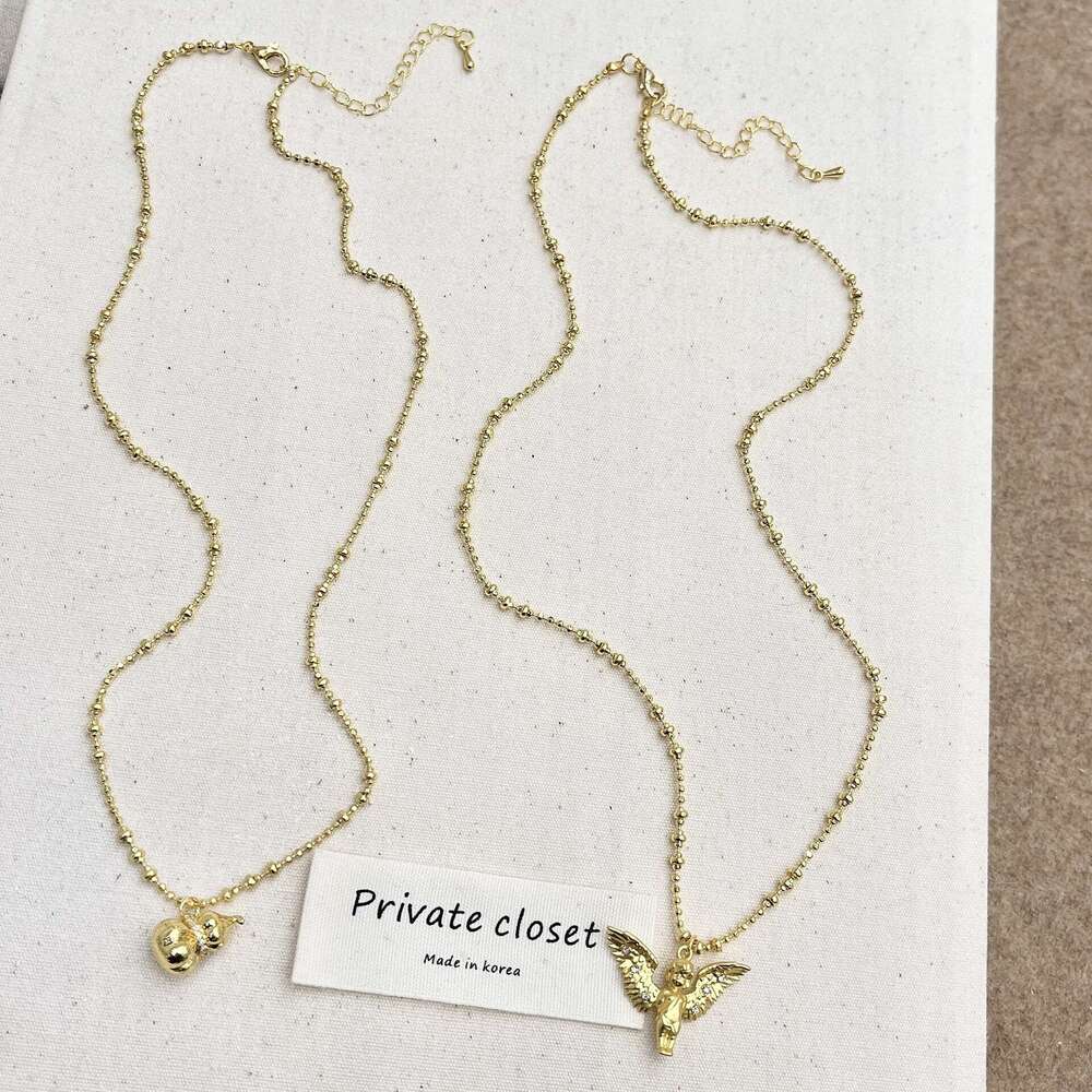 Same Style Cute Little Angel Pendant for Women 2024 New Gold Wings Exquisite Personalized Necklace 0f6