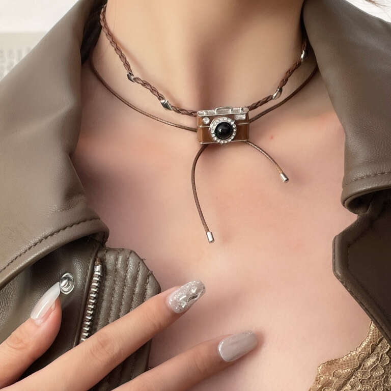 Fashion Item Hip-Hop Coffee Color Camera Necklace Niche Design Unisex Simple Versatile Hot Girl Trendy Boy ec2