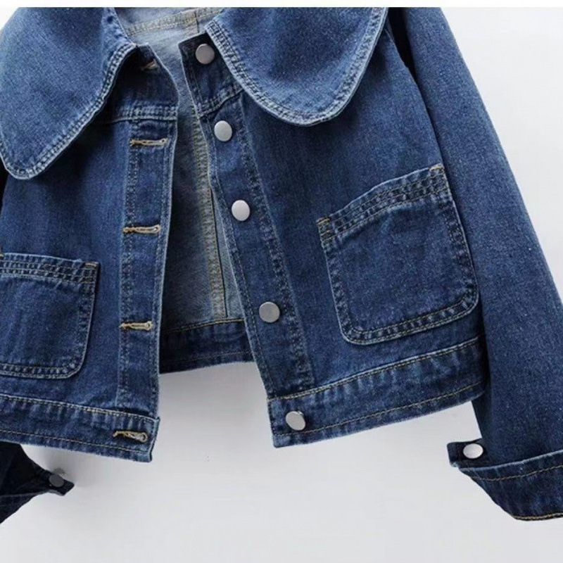 2025 Early Autumn New Women's Vintage High-End Doll-Collar Short Denim Jacket Stylish Youthful Top