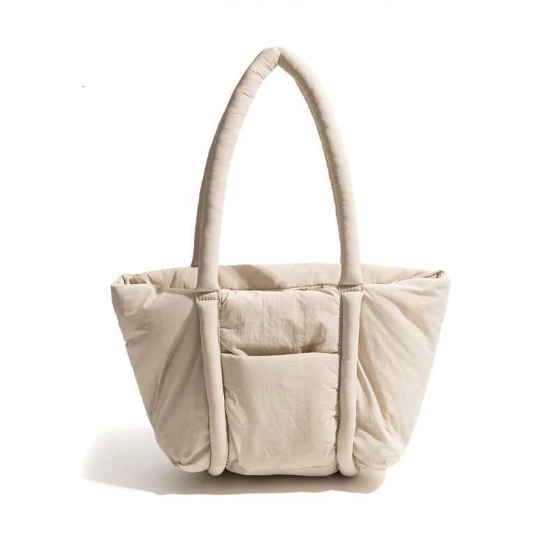 Casual Soft Nyl Puffer Tote Bag Designer Padded Shoulder Bags Quilted Down Cotton Handbags Large Capacity Shopper Purses Y250730