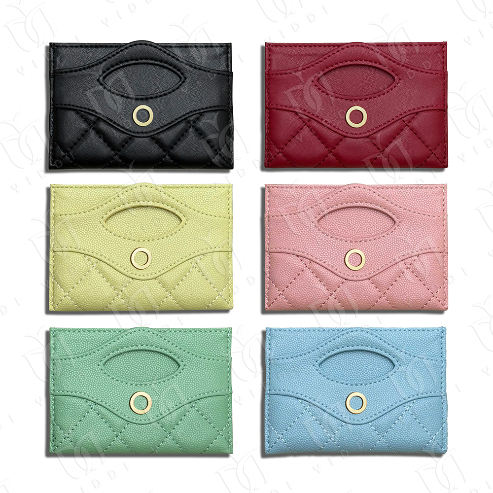 Women Designer slim Card holder wallet Genuine Leather Wallets Cute pink small wallet Luxury Designer ID Credit clip wallet Womens new wave multi Card slot coin purse