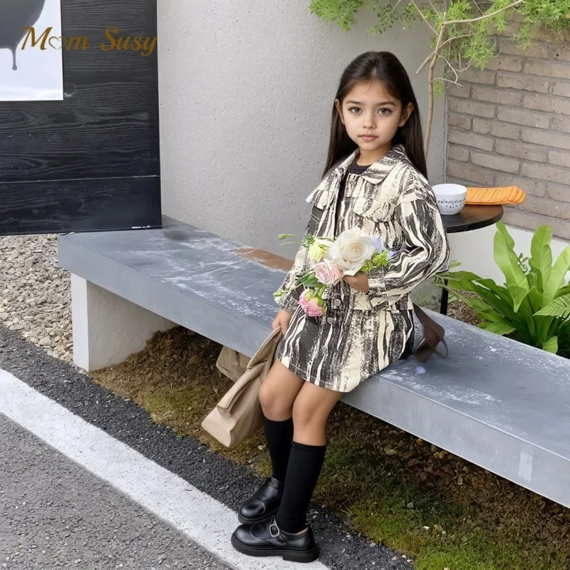 Fashion Baby Girl Cotton Jean Striped Clothes Set JacketSkirt 2PCS Infant Toddler Denim Clothing Set Outfit Baby Clothes 1-10Y 250729