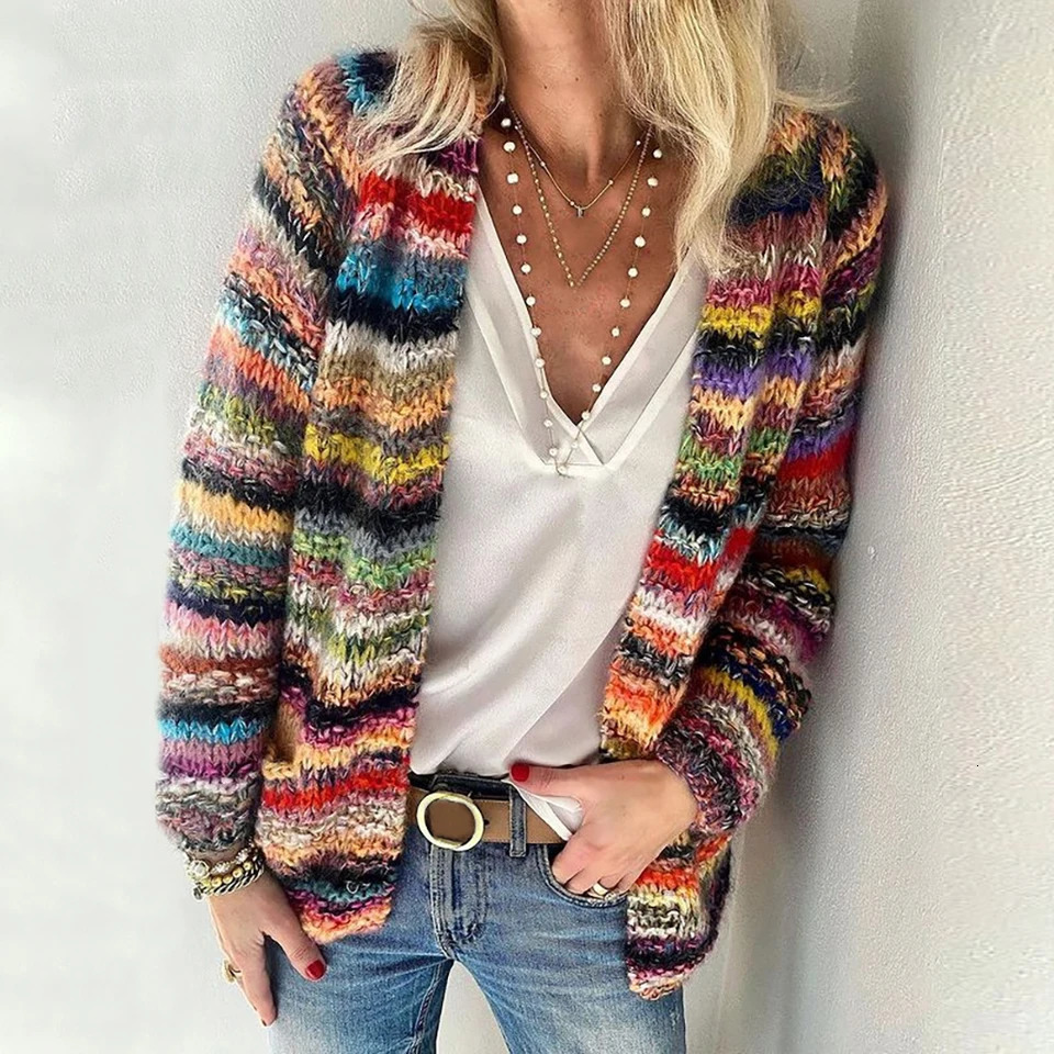 Sweater Knitted Cardigan Thin Loose Jacket For Women Casual Y2k Crop Clothes Elegant Female Clothing Fashion Top 250730