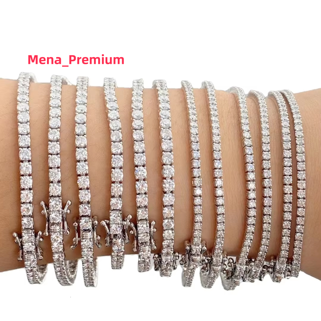 Wholesale Price 925 Sterling Silver White Gold 2mm 3mm 4mm 5mm Moissanite Diamond D VVS Tennis Chain Bracelets for Women