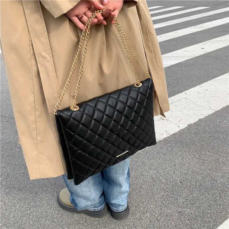 New Spring Shoulder Bag Fi Plaid Pu Leather Crossbody Bags For Women Large Envelope Handbags And Purses Y250730