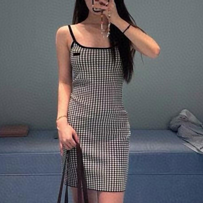 Women's Houndstooth Knit Strapless Dress - Y2K Classic Bodycon Mini Dress, Sexy U-Neck Party Outfit S0773