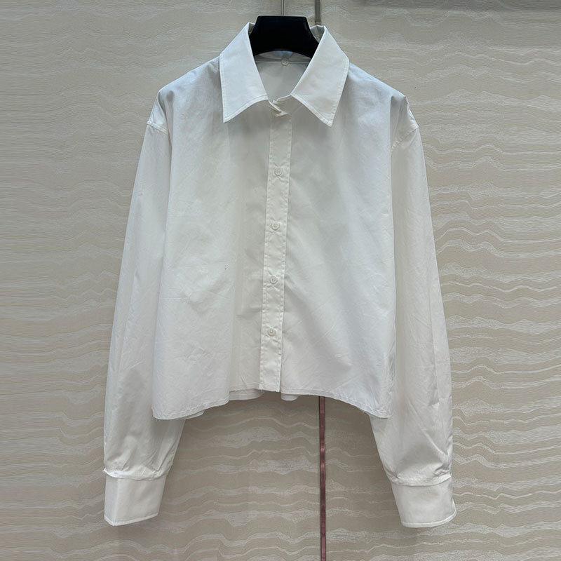 Women's Solid Color Cotton Cropped Shirt Y2K Classic Detachable Collar Single Breasted Shirt Ealry Autumn High Quality Top S0772