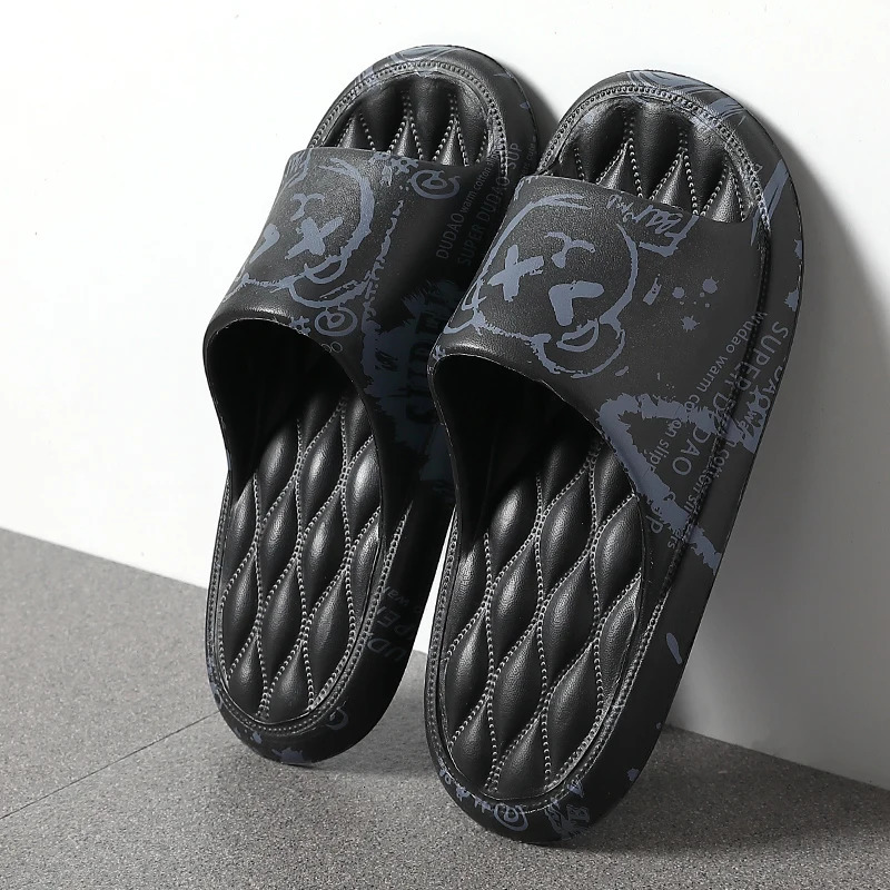 Plus Size 48 Graffiti Men Slippers Sole EVA Indoor Open Toe Flip Flops Beach Slides Flat Sandals Printing Cartoon Slide 250725