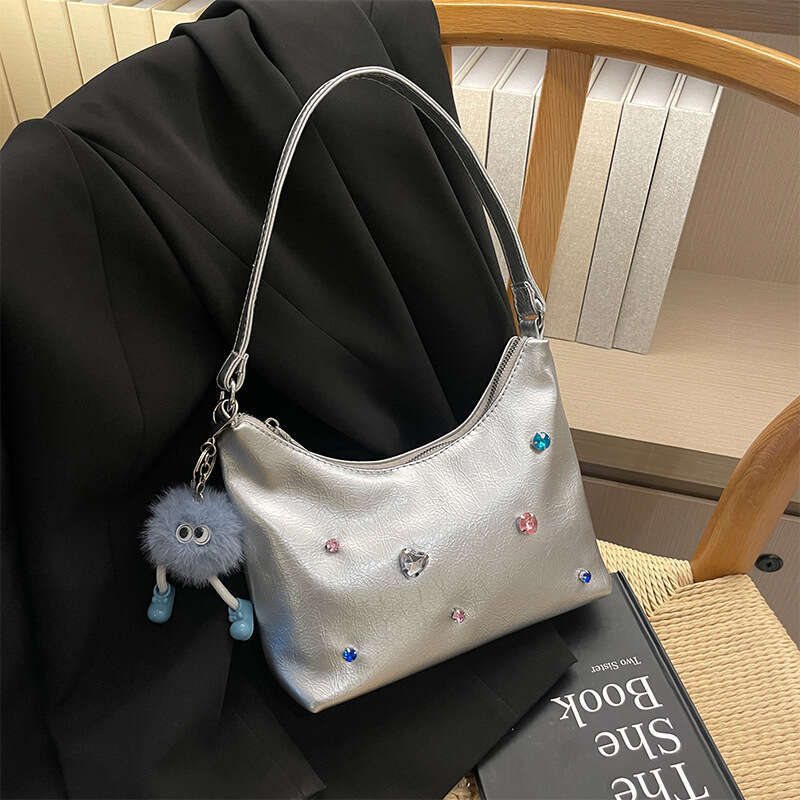 INS Bright Diamond Underarm Women's 2023 New Trend Niche Design Single Shoulder Crossbody Small Square Bag