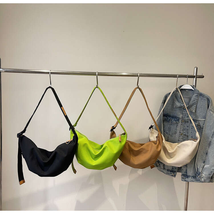 2024 Crossbody for Women Summer Design Versatile Student Canvas Underarm Simple Style Dumpling Bag