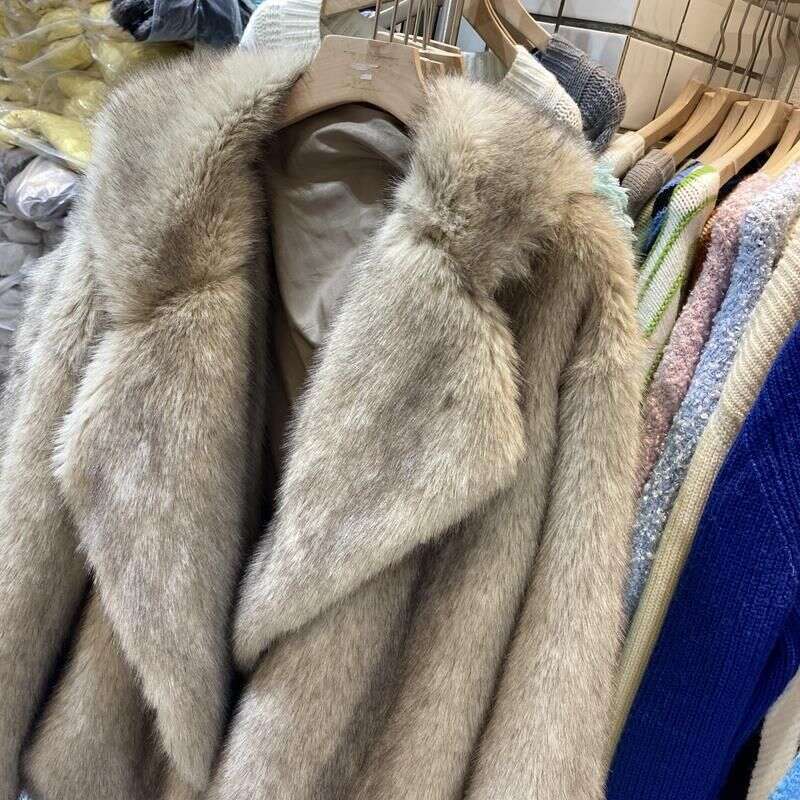 Clothing 2024 Winter Toka Fur Women's Medium Length Temperament Large Lapel Loose Net Red Plush Coat