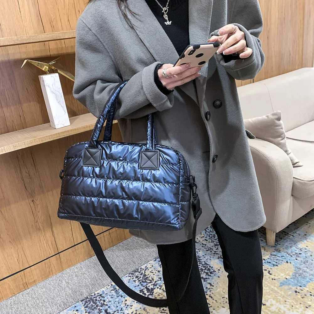100% Soft Quilted Leather Handbag Casual Handbag High Top Sling Bag With Adjustable Strap Winter Puffer Bag Crossbody Bag Y250730