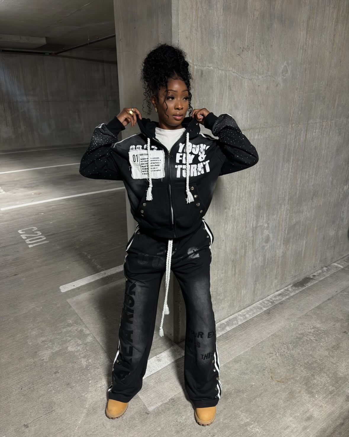 Hooded Sweatshirt Set Fashion Casual Long Pants Printed Hip Hop Rock Unisex Sweatshirt Jacket