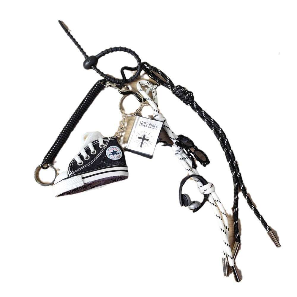 INS Canvas Shoe Keychain Bible Book Woven Strap Unisex Bag Pendant