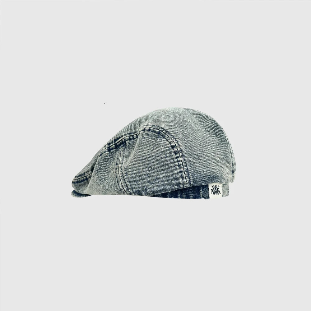 Retro Cowboy Beret Womens Summer Versatile Washed and Used Big Head Circumference Show Small Face Forward Hat 250729