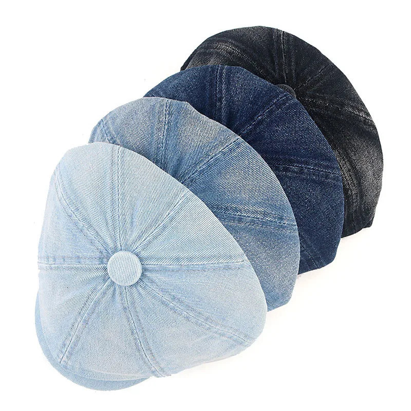 Denim Hat Womem Men Beret Cap Spring Fahion 2025 Vintage Korean Boina Hombre Washable Cotton y Blinders Black sboy Cap 250729