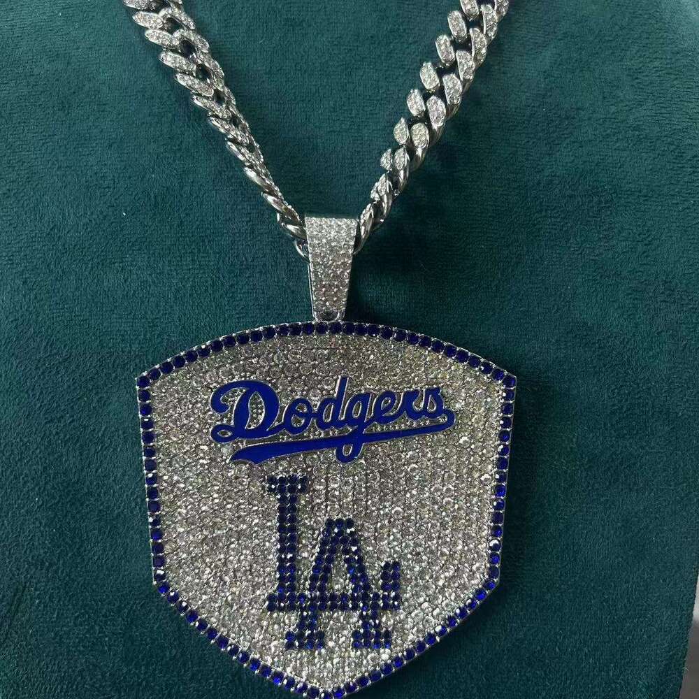 Full Dia Multi-color English Letter Pendant Fashionable Personalized Alloy Cuban Chain Baseball Team Creative Necklace