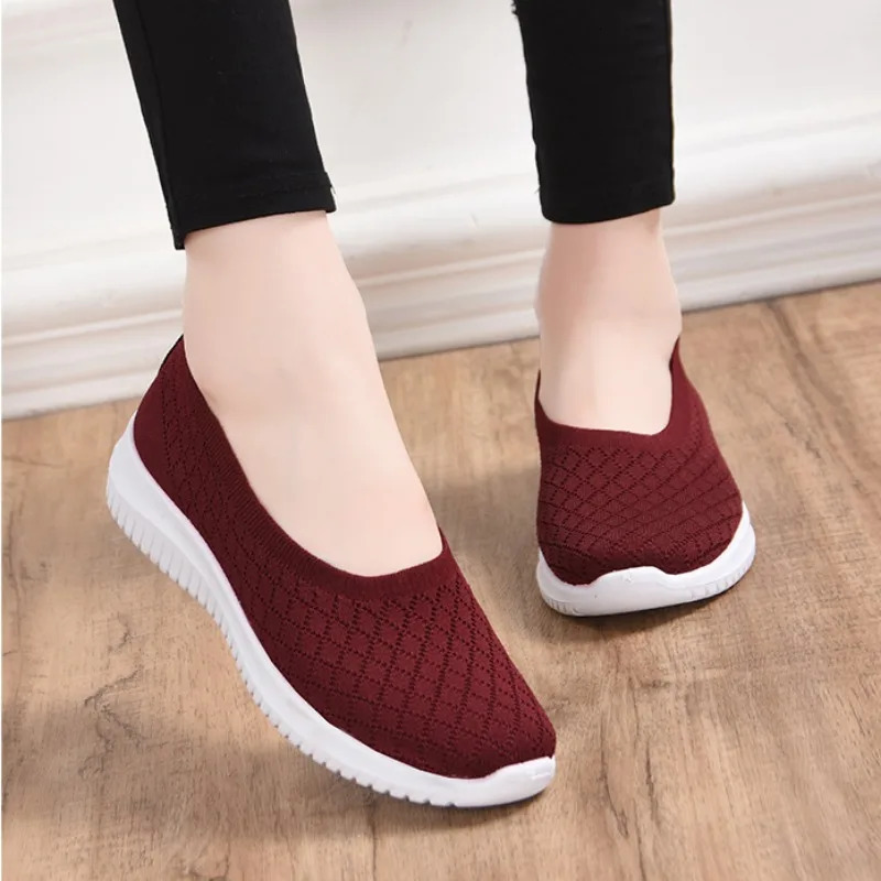 Ladies Summer Comfortable Plus Size Ladies Mesh BreathableSports Socks Ladies Light Casual Sports Shoes Flat Ladies Loafers 250724