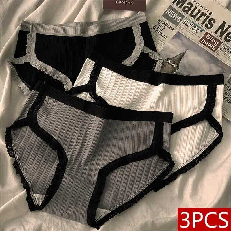 3Pcs/Set Cotton Panties Mid-Waist Women's Underwear Female Breathable Underpants Girls Solid Color Briefs Short Sexy Lingerie 250715