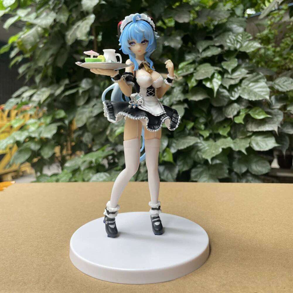 Game Character Beautiful Girl Ganyu Maid Tray Figurine, Desktop Ornament Gift