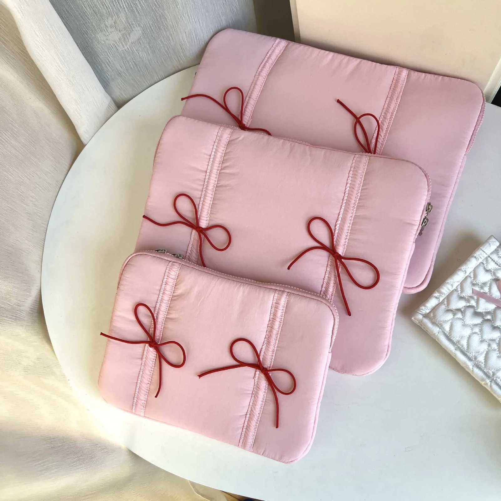 Cute Bow Laptop Sleeve for Book Air 13.3 13.6 Pro 14 15 Dell Samsung Huawei 15.6 16 iPad 9.7-11 Inch Notebook Tablet Pouch y250730