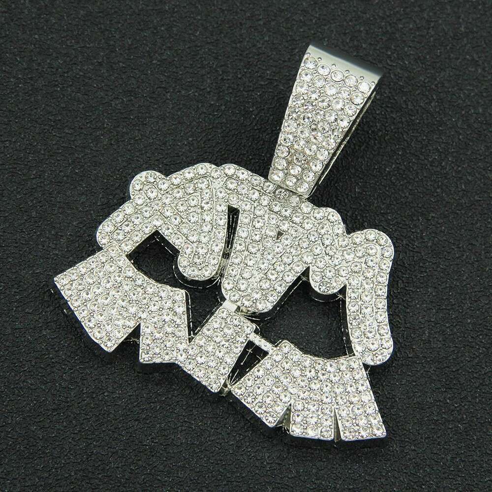 Full Dia Irregular Pattern Pendant Hip Hop Exaggerated Personality Alloy Cuban Chain Necklace Creative Jewelry