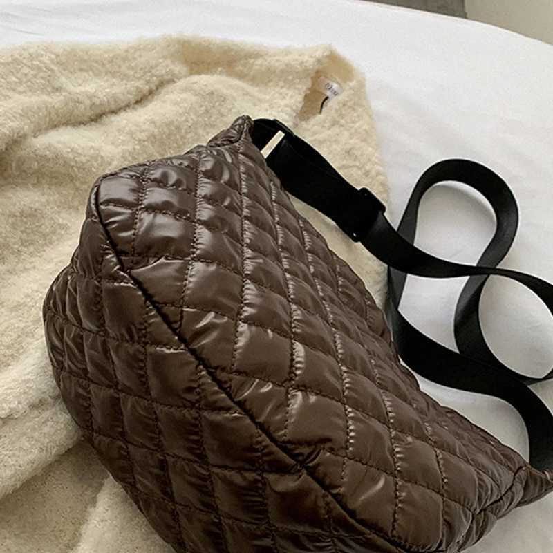 Mens Vintage Nylon Shoulder Underarm Bag Fem Casual Waterproof Crossbody Lady Quilted Space Cotton Handbag Y250730