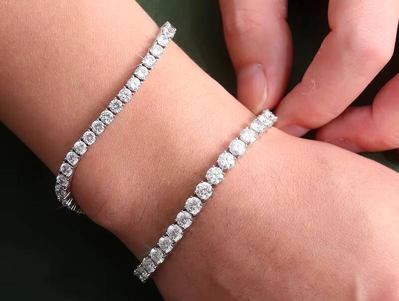 925 Silver Moissanite Bracelet Cuban Link Chain for Women Men VVS Moissanite Width Options 2 3 4 5 6mm