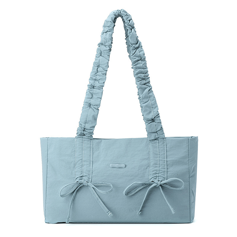 Colorful Fox Han So-hee Style Sweet Fresh Pleated Bowknot Single Shoulder Women's Bag Large Capacity Drawstring ddmymoon