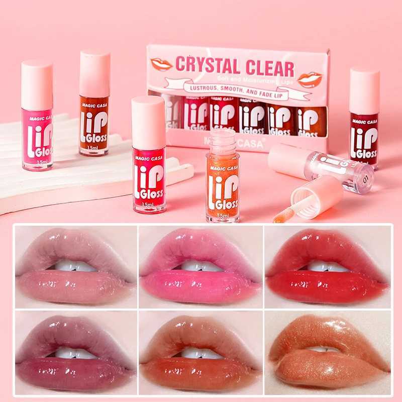 Magic Casa 6-Piece Set Water-Gloss Jelly Lip Oil - Plumping Hydrating Makeup Base Long-Lasting Moisture G250728