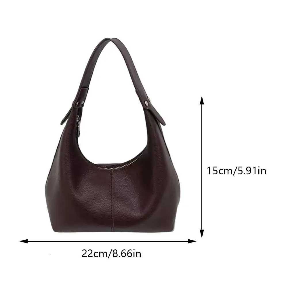 2020 Vintage Underarm Bag PU Leather Soft Hobo Shoulder Bags New Solid Color Casual Armpit Handbag Girls Outdoor Daily Tote Bag Y250730