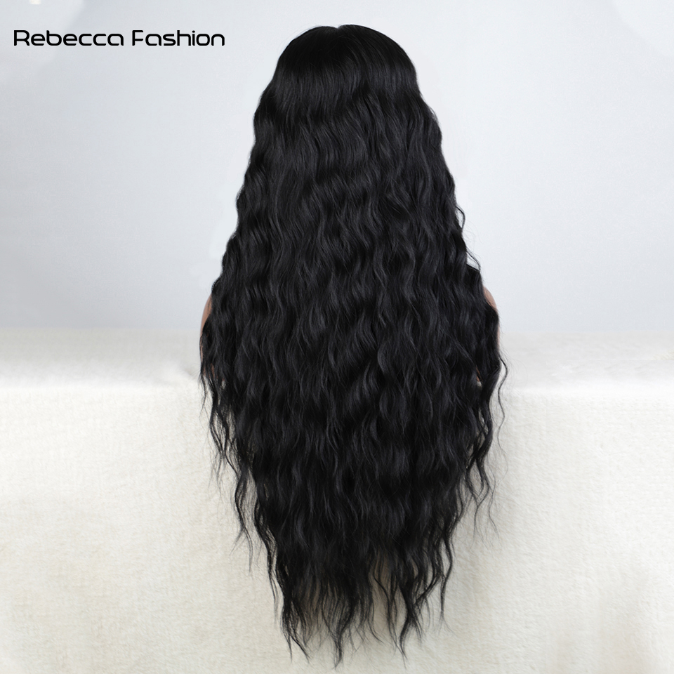 Rebecca Fashion Hair Synthetic Lace Front Wig Long Deep Wavy 30 Inch Ombre Blonde Ginger Lace Wigs For Black Women Heat Resistant Cosplay Wigs