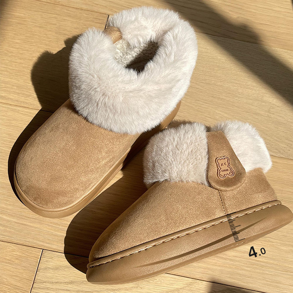 Winter High-Top Plush Cotton Shoes with Thick Non-Slip Soles Warm Fleece-Lined Thickened Bread-Style Boots for Outdoor Wear