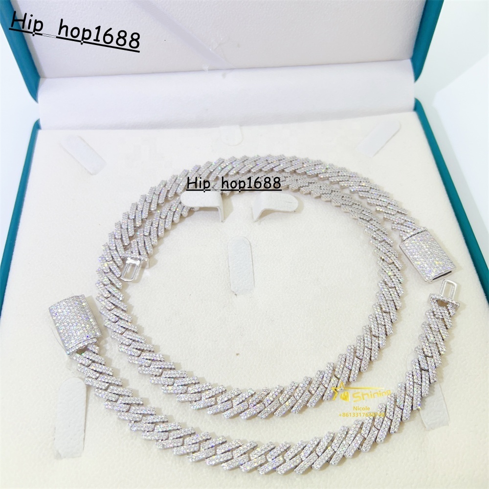 Iced Out Pass Diamond Tester Vvs Moissanite Jewelry Necklace Bracelet Women 10mm Cuban Link Chain