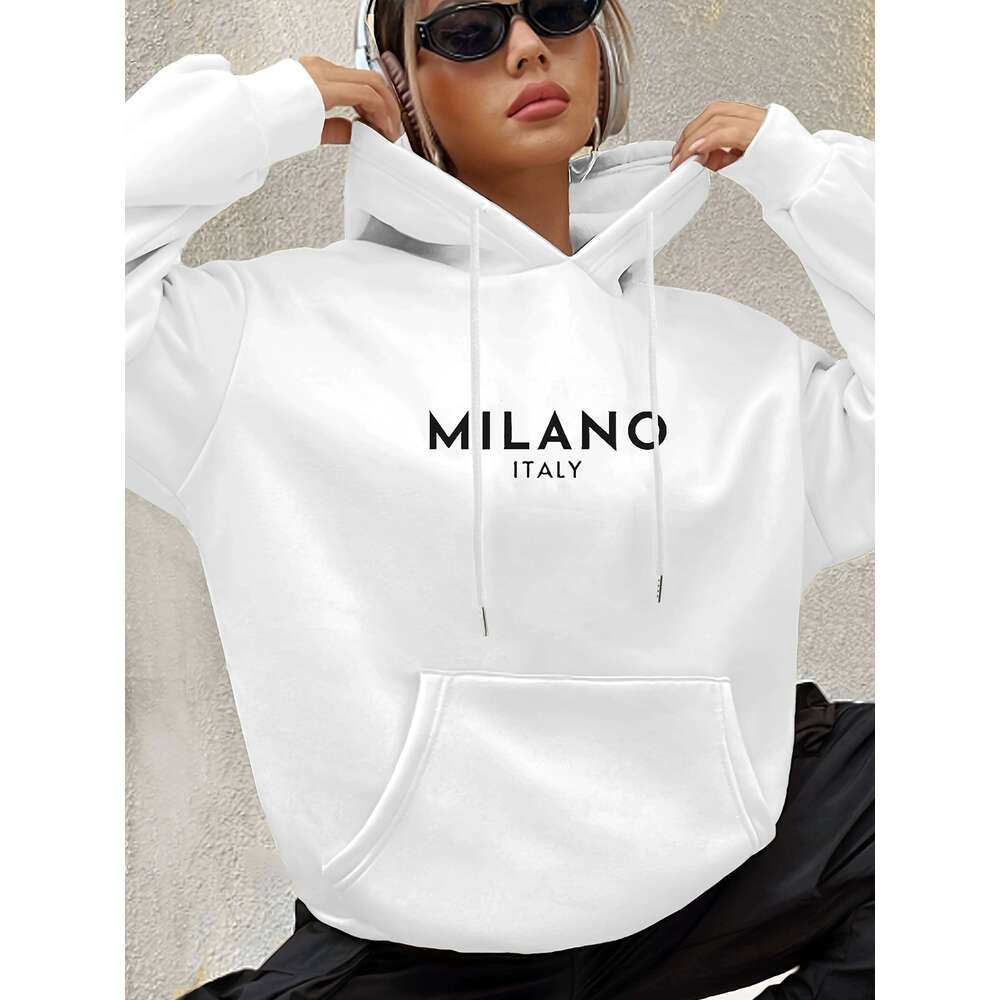 Fashionable Italian Polyester Ladies' Hooded Sweater Comfortable & Stylish Casual Wear