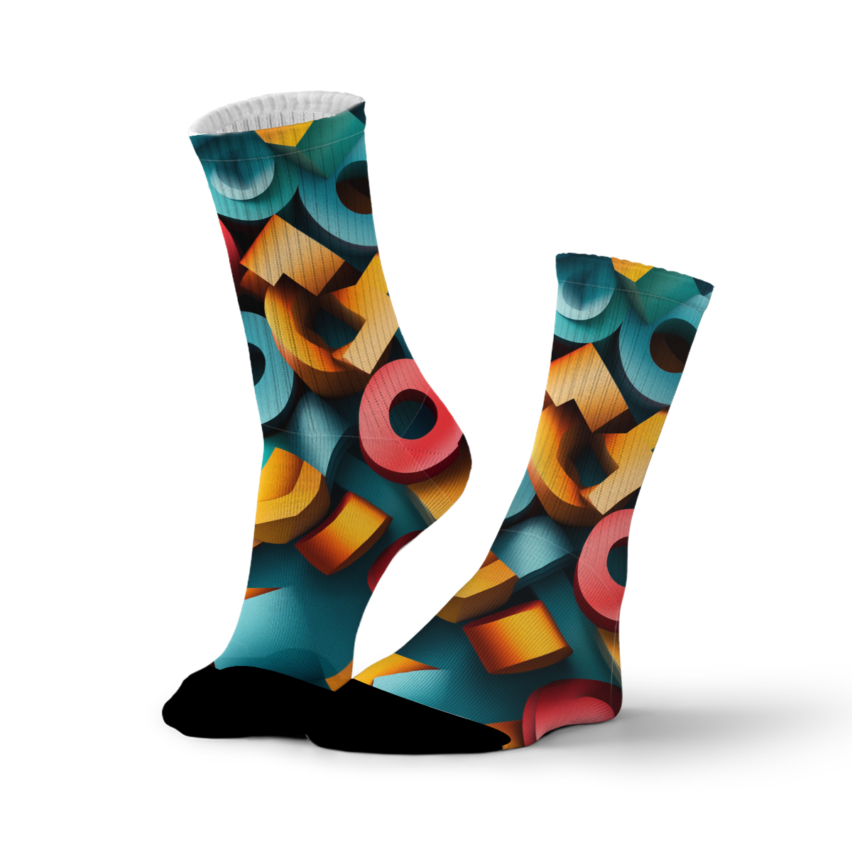Geometric 3D Color Block Unisex Tube Socks C105