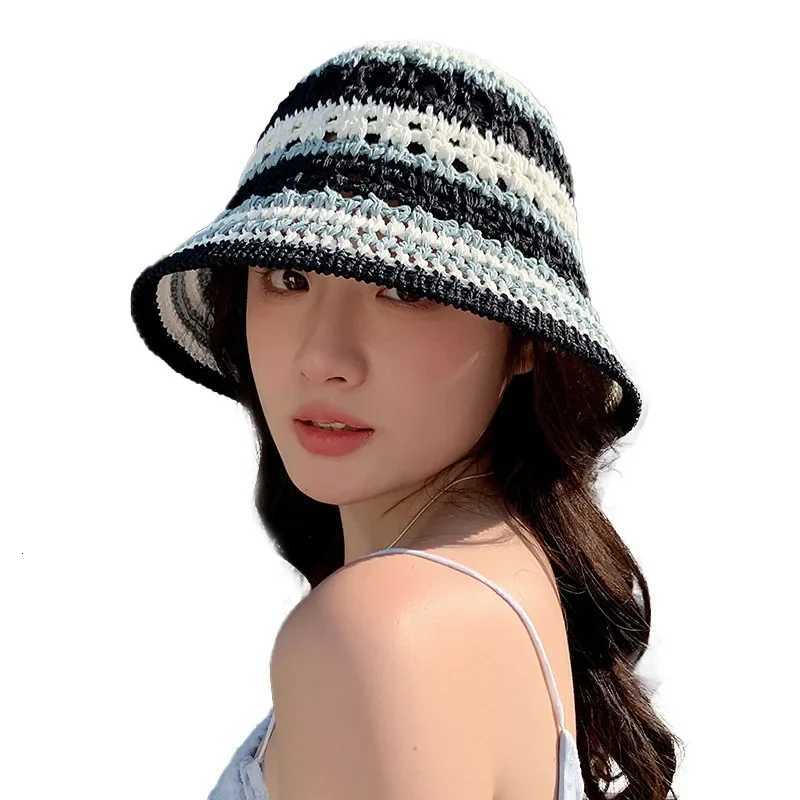 Mens Outdoor Beach Travel Sunscreen Sunshade Str Hat Striped Fisherman Hat Holiday Sun C Y250730