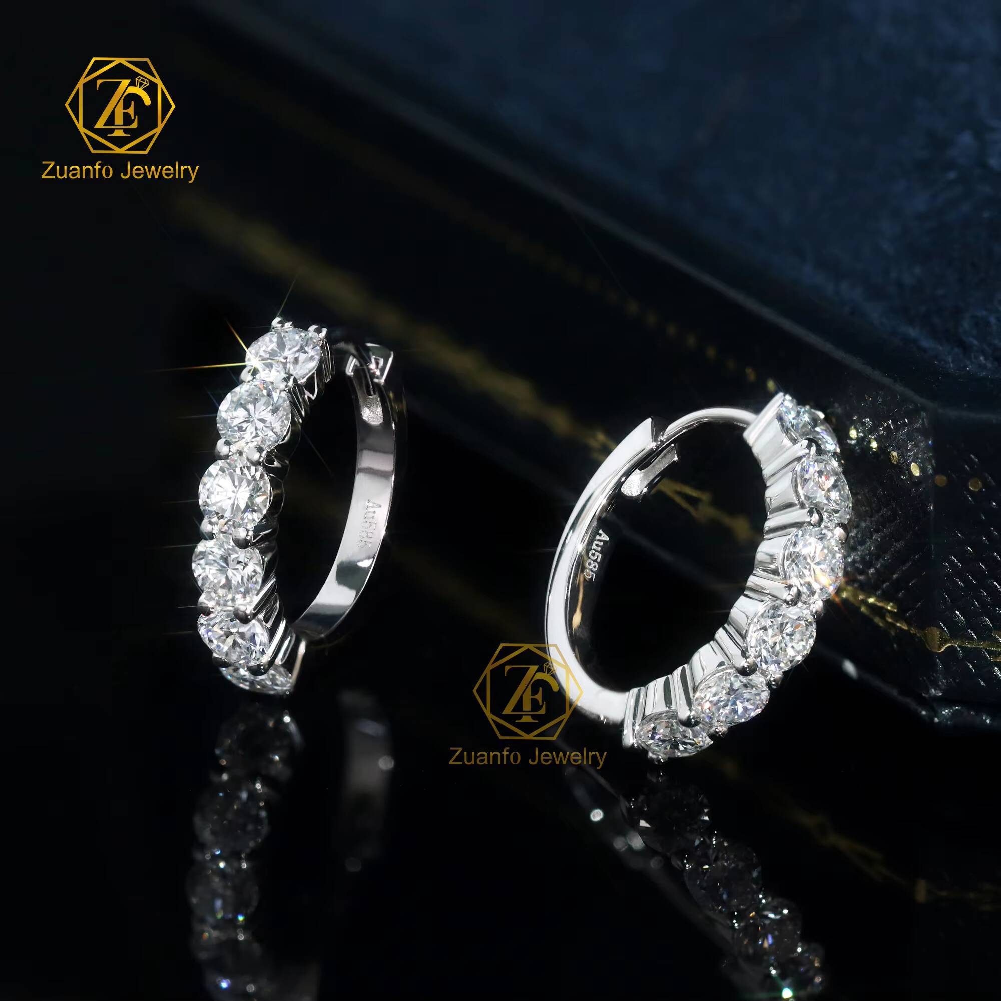 IGI Certified CVD HPHT 3mm DEF VVS-VS Lab Grown Diamond Small Circle Earrings Luxury 14K White Gold Huggie Hoop Earrings