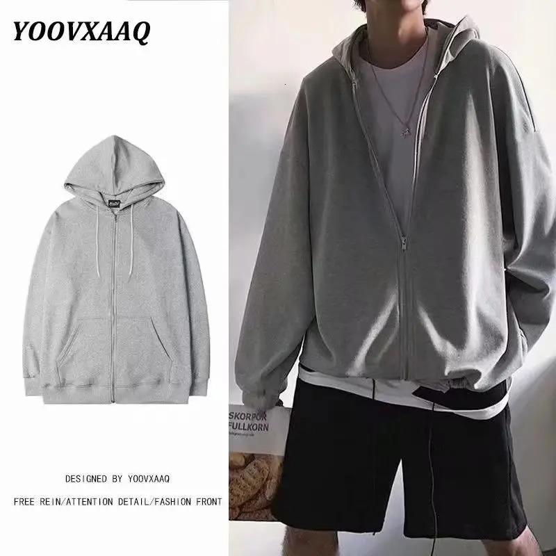 Mens Clothing for Autumn and Winter Hoodies Cardigans Zippered Sweatshirts Loose Fitting Thin Jackets Casual Tops 250729