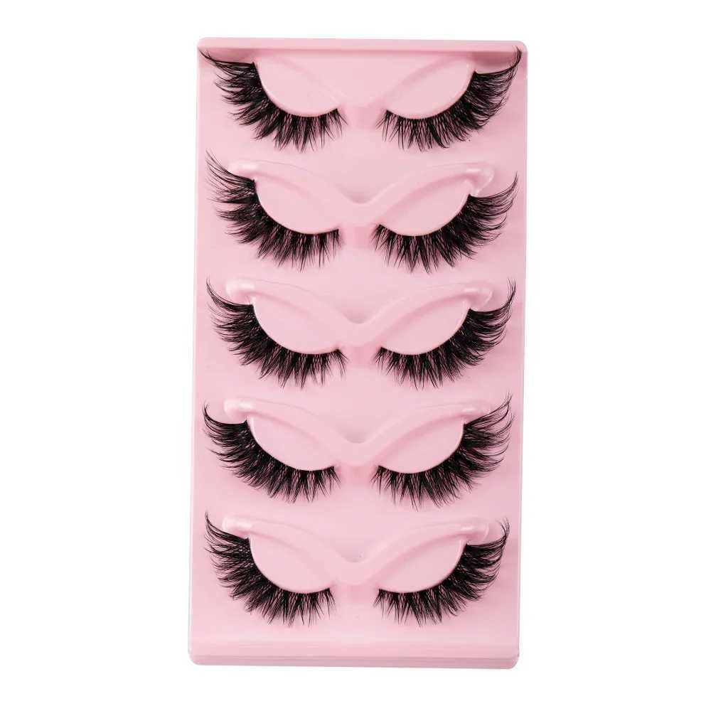 5 Pairs Cat Eye Lashes Faux Mink Eyelashes Natural Long Manga Lashes Winged End Eye Elongated Eyelashes Fake Lashes Makeup Z250731