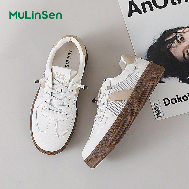 Mulinsen sneakers women's 2025 new summer breathable mesh white shoes sports soft sole casual German training shoes women