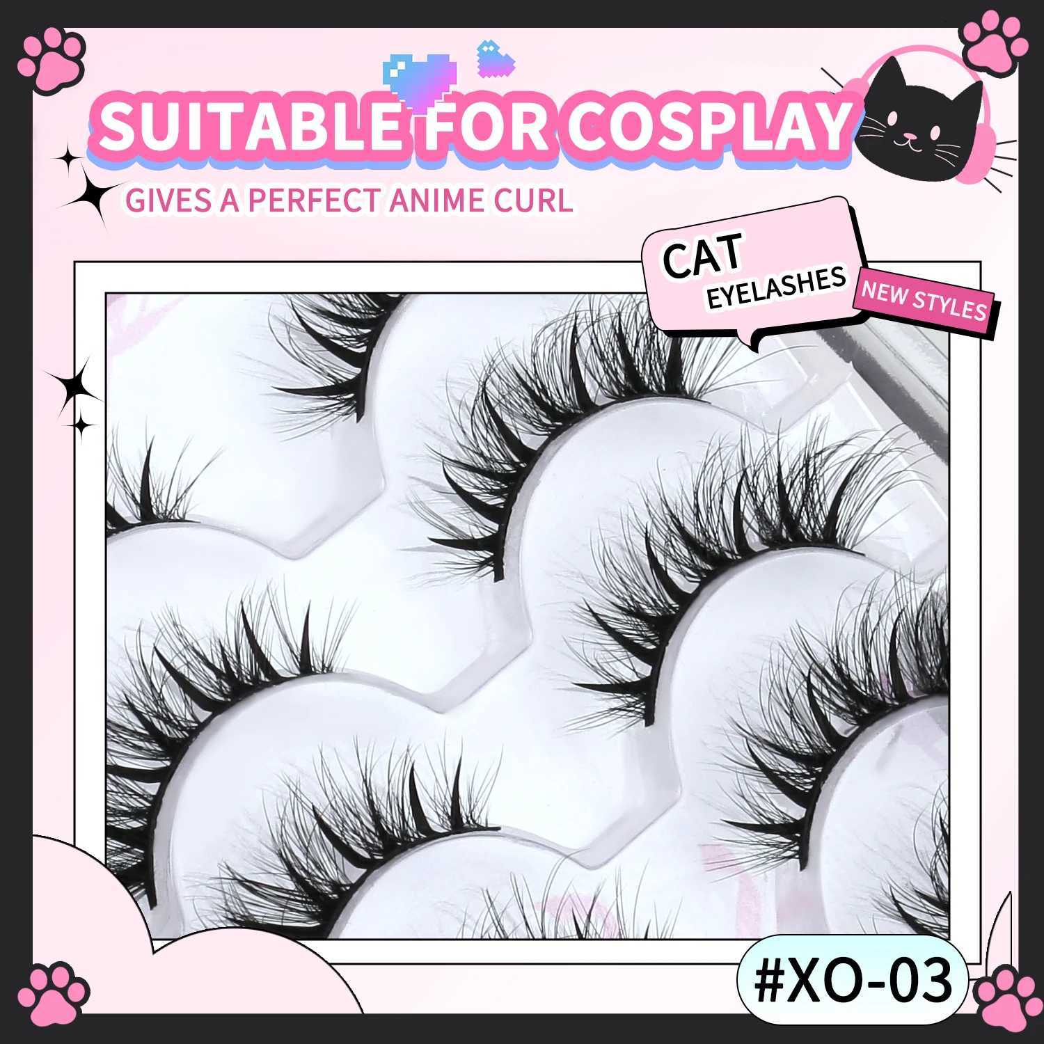 Groinneya Cat Eyelashes False Eyelashes Fluffy Faux Mink Lashes Wispy Lashes Natural Look Wispy Winged End Eye Elongated Lashes Z250730
