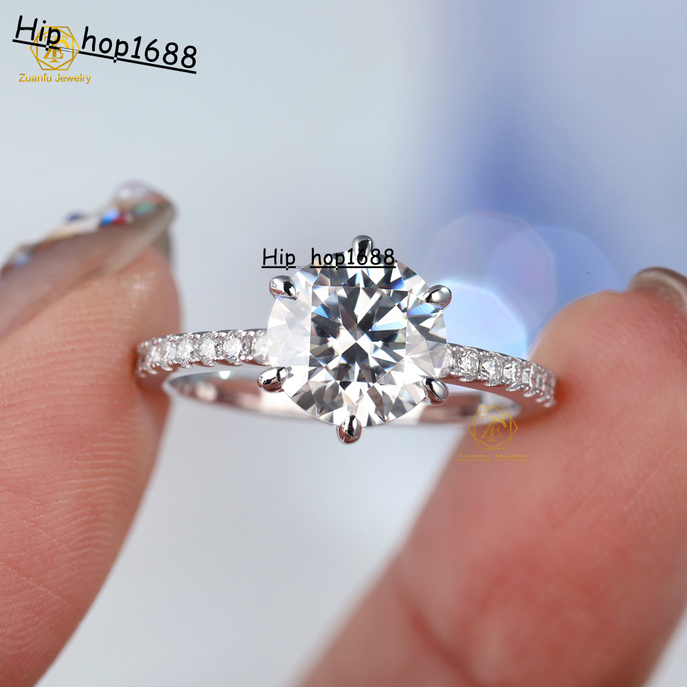 Factory Custom Jewelry CVD HPHT 14K 18K White Gold 2.0CT Circular Lab Grown Diamond Wedding Engagement Rings for Women