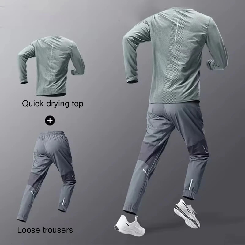 Mens Sportsuit Fitness QuickDry Shirt Long Sleeve Running Loose Training Sports Gear for Spring and Autumn Tracksuit Gymwear 250729