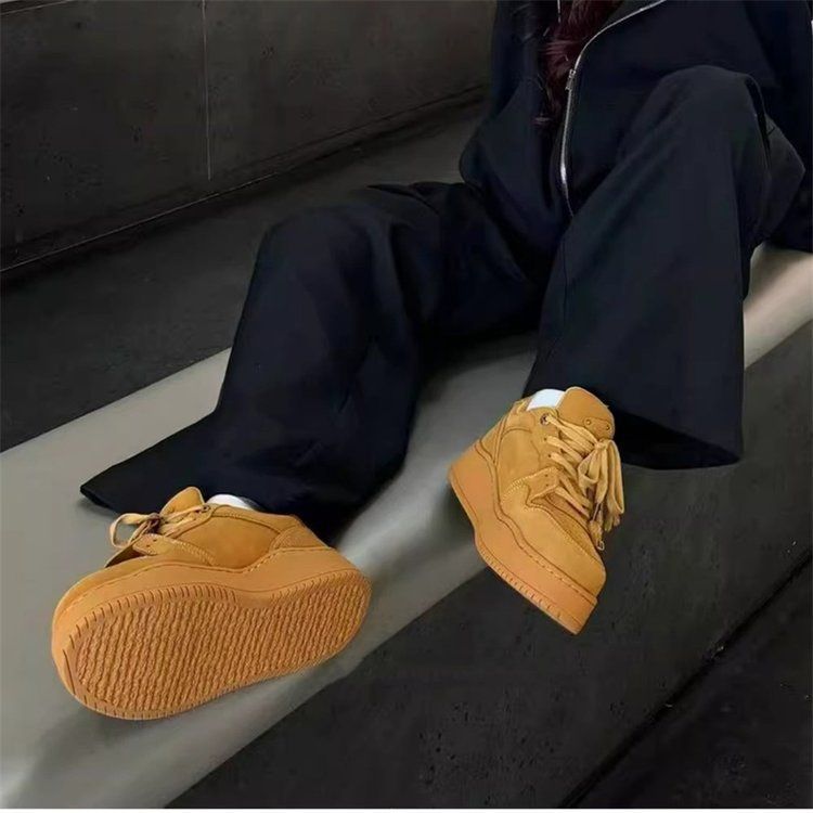 2025s Autumn & Winter New Casual Sneakers Men's Gray Chunky Shoes Women's Unique-Designed Thick-Soled Elevator Couple Sneakers free shipping