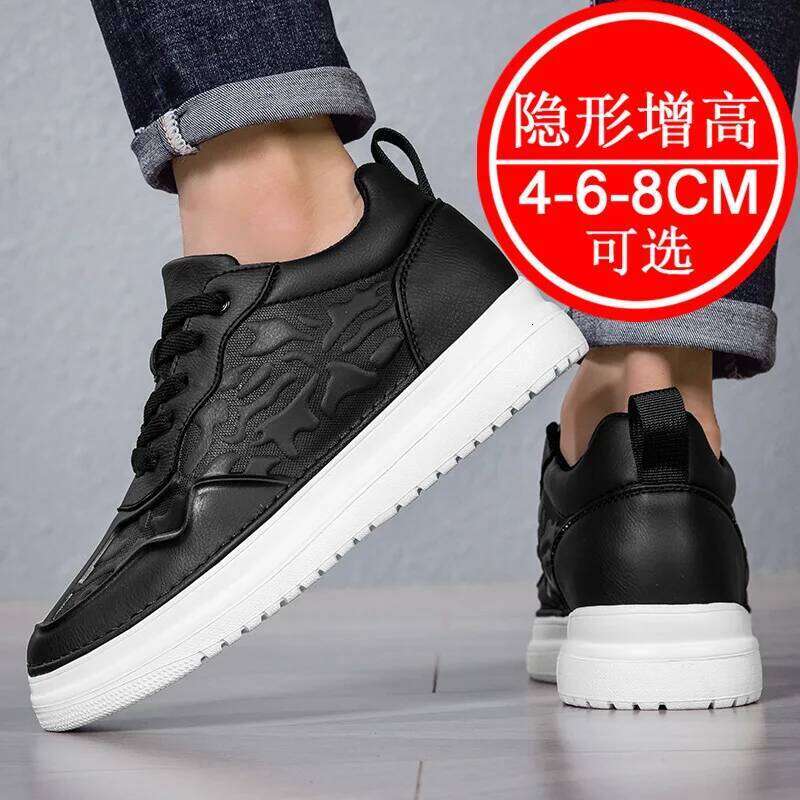 for Men 8cm Height Increase White Sneakers Mens Elevator Invisible Elevate Taller Lift Leather Shoes
