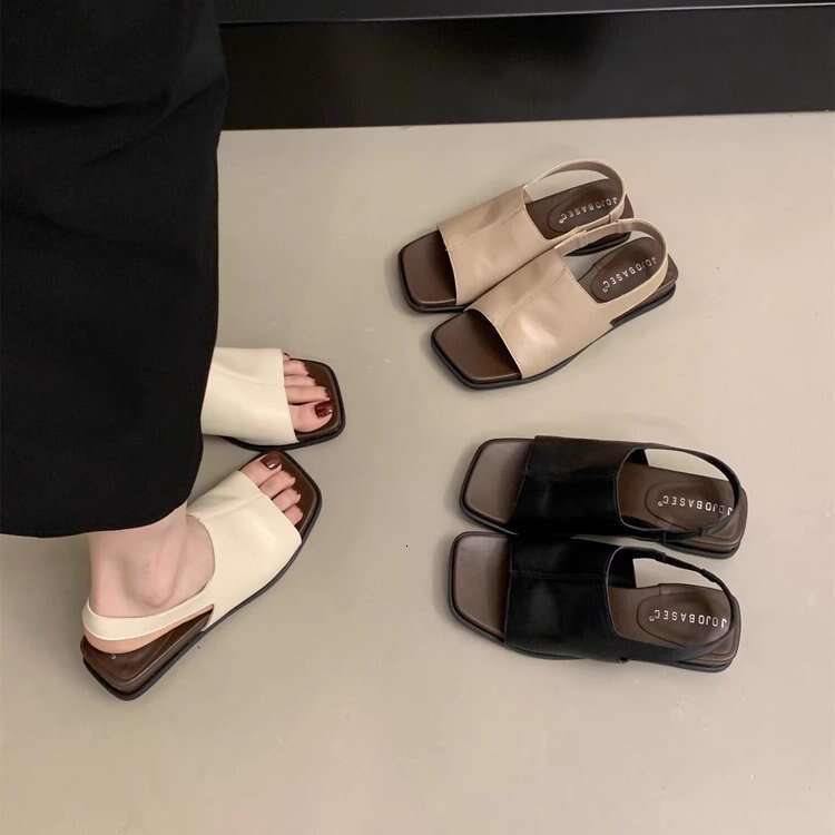 Genuine Soft Leather Flat Strap for Women Summer Outdoor 2025 New Simple French Style Open Toe Sandals