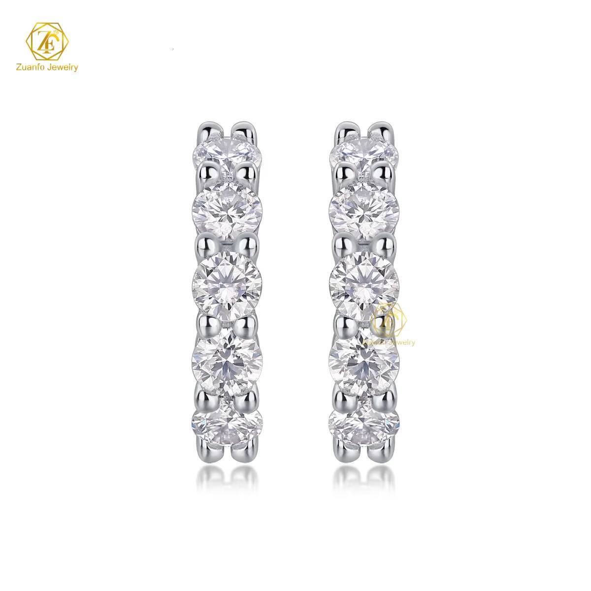 Wholesale Fine Jewelry 925 Sterling Silver Huggie Earrings 0.1Ct Lab Grown Moissanite Gold Plated Hoop for Anniversaries Parties