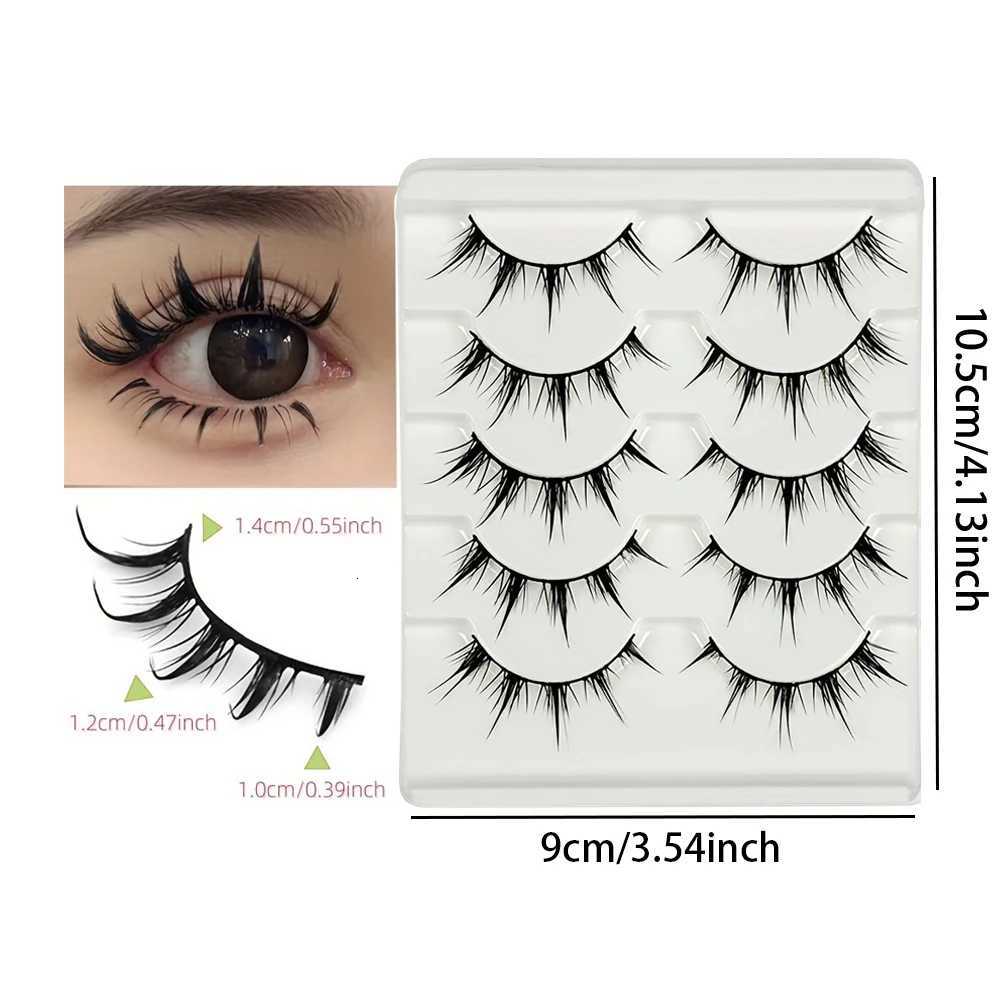 anime-inspired false eyelashes 5 pairs cartoon eye faux lashes dramatic look demon style volumizing lengthening Z250730